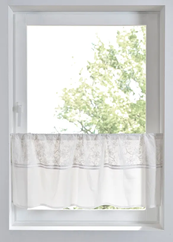 Cafégardin av ekologisk bomull med broderi, bonprix
