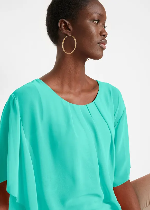 Chiffongblus med linne, bonprix