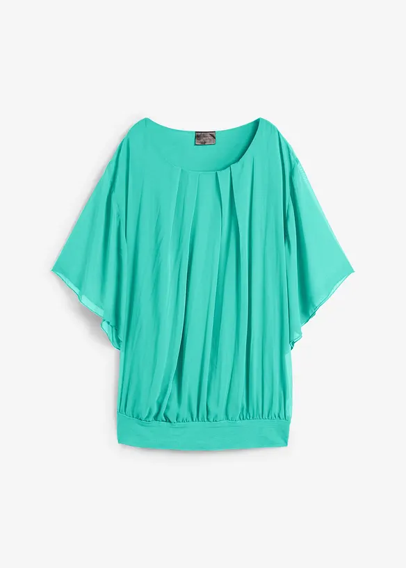 Chiffongblus med linne, bonprix