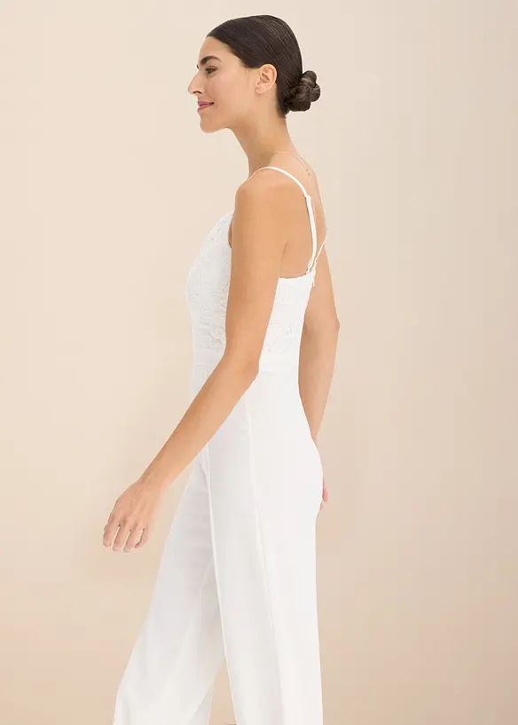 Jumpsuit med spets och smala axelband, bonprix