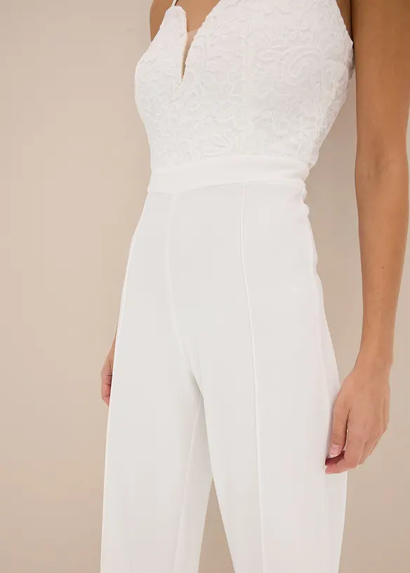 Jumpsuit med spets och smala axelband, bonprix