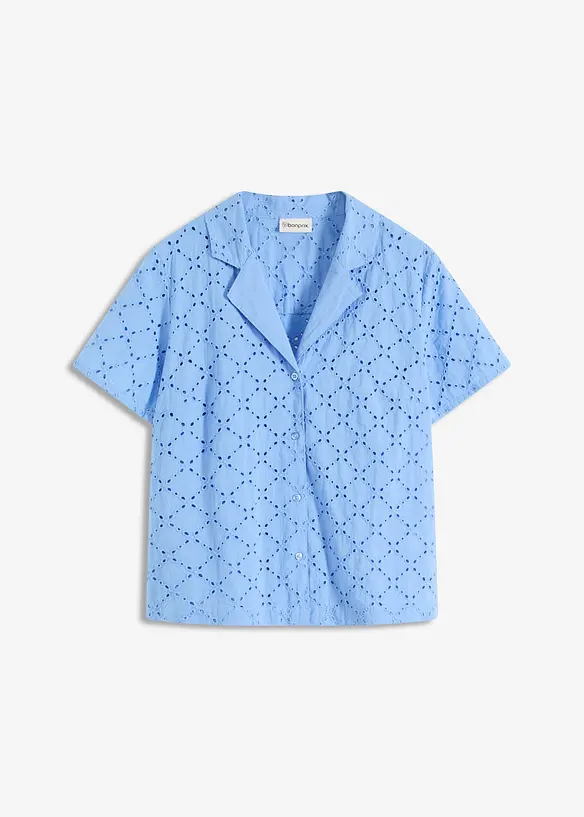 Moderiktig blus med hålbroderi, bonprix