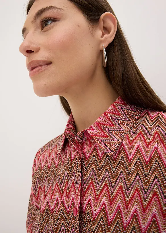 Lång blus med virkad look, bonprix