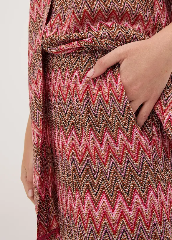 Lång blus med virkad look, bonprix