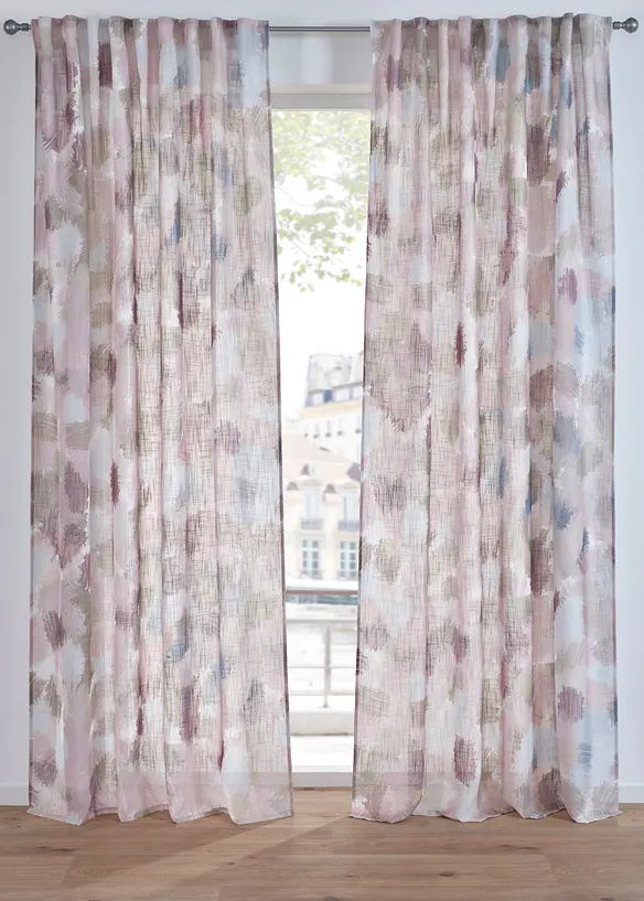 Mönstrad gardinlängd med återvunnen polyester (1-pack), bonprix