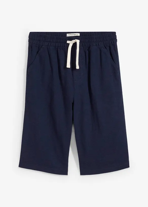 Dra på-shorts i material med linneandel, Regular Fit, bonprix