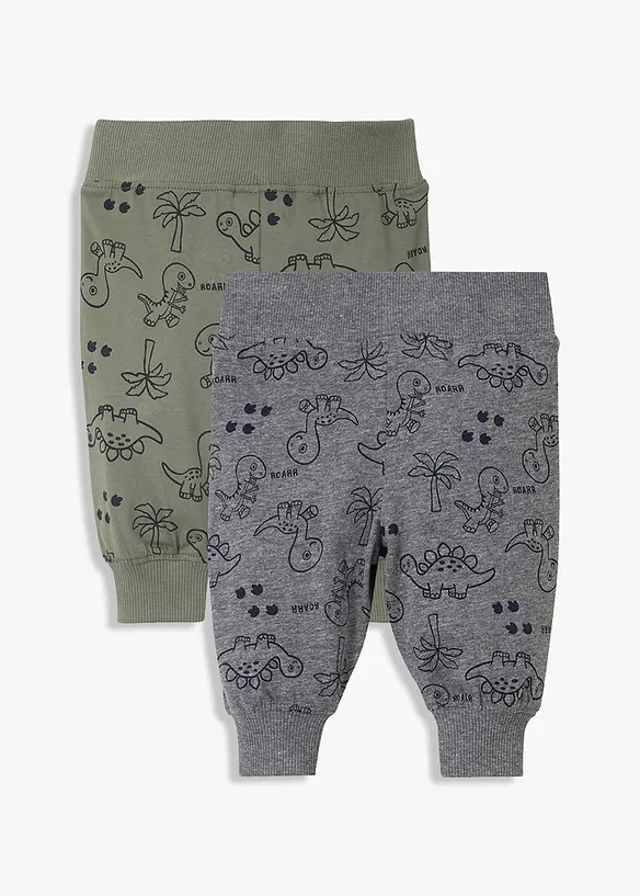Trikåbyxa för bebisar (2-pack), ekologisk bomull, bonprix
