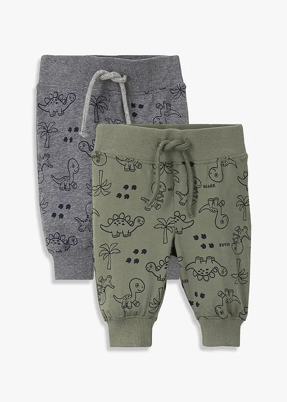 Trikåbyxa för bebisar (2-pack), ekologisk bomull, bonprix