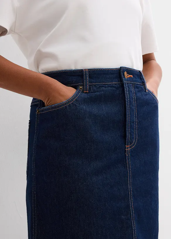 Jeanskjol Mid Waist, Low Stretch, bonprix