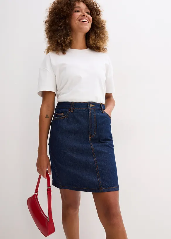 Jeanskjol Mid Waist, Low Stretch, bonprix