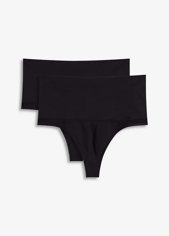 Sömlös stringtrosa med lätt formande effekt (2-pack), bonprix