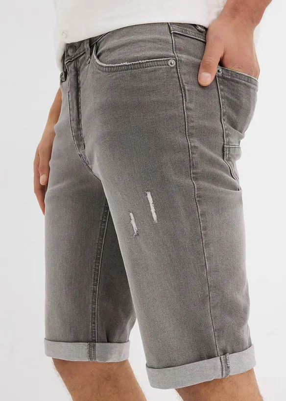 Stretchiga jeansbermudas med uppvikta benslut, Regular Fit, bonprix