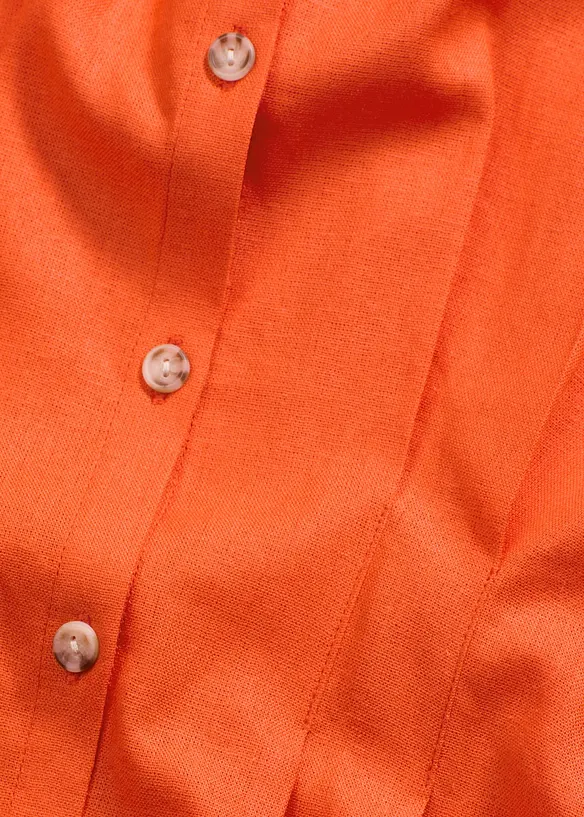 Kortärmad blus av luftig linnemix, bonprix