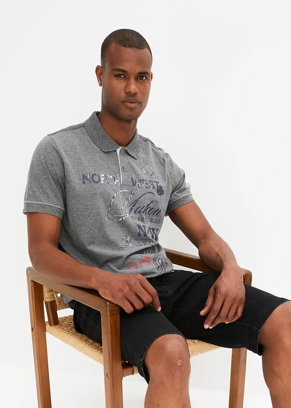 Kortärmad pikétröja i jersey, bonprix