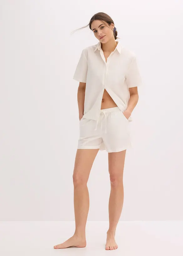Pyjamas med shorts i vävt bomullsmaterial, bonprix
