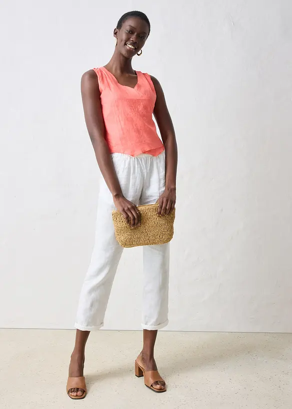 Bluslinne med omlottlook i rent linnematerial, bonprix