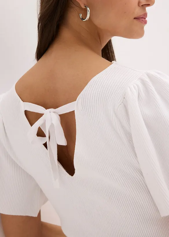 Ribbstickad topp av viskosmix, bonprix