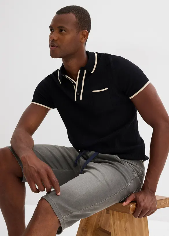 Trikåbermudas med bekvämt snitt och jeanslook, normal passform, bonprix