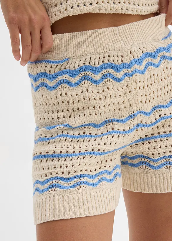 Stickade shorts i luftig bomulls- och linnemix, bonprix