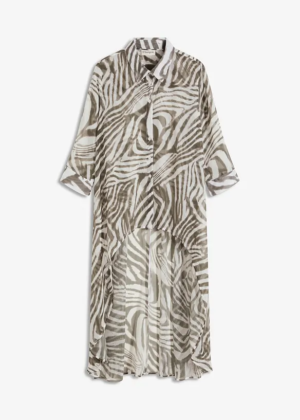 Lång blus i chiffong, bonprix