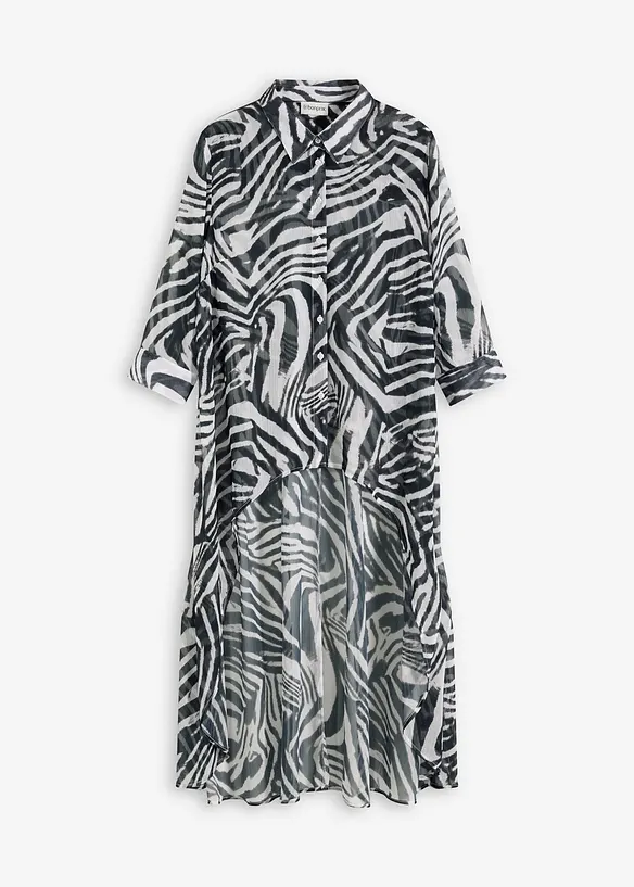 Lång blus i chiffong, bonprix