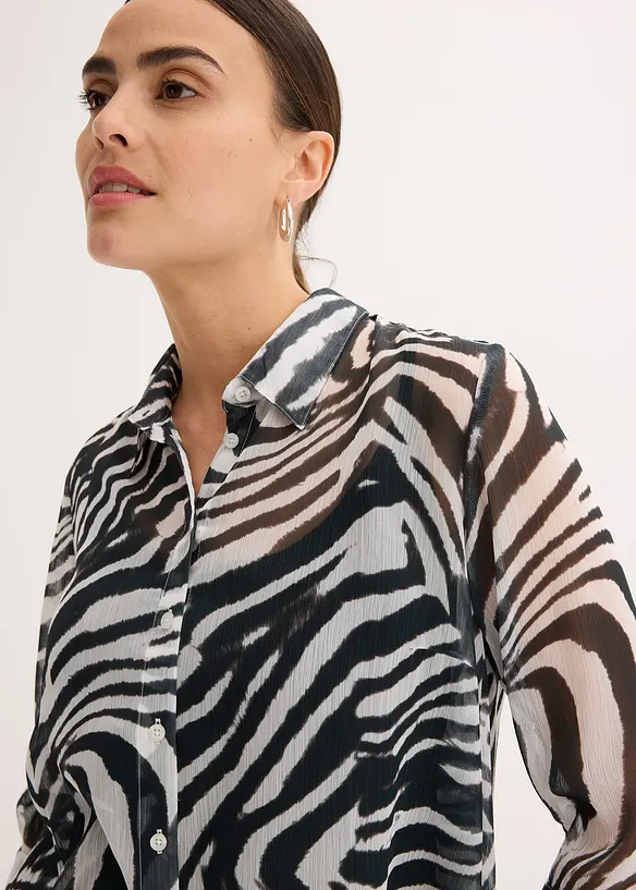 Lång blus i chiffong, bonprix