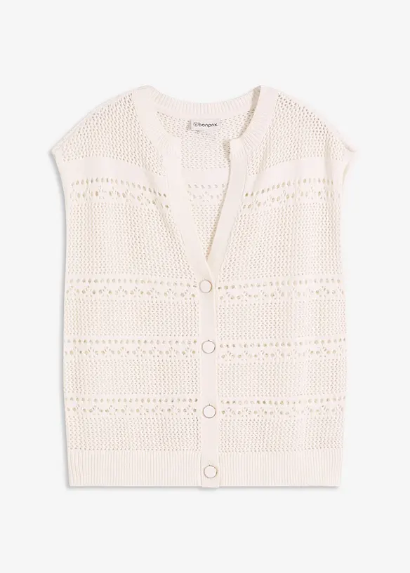 Hålmönstrad cardigan med kort ärm, bonprix