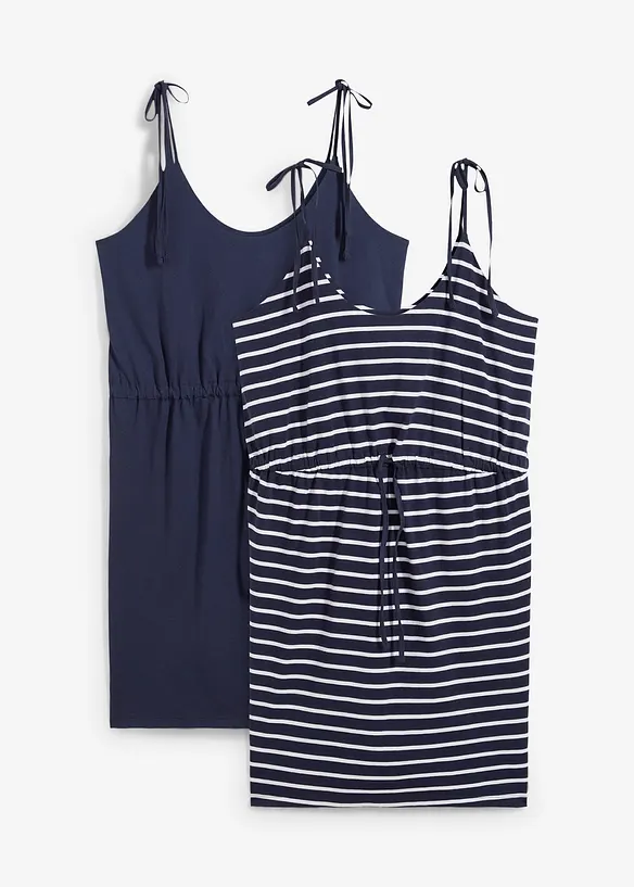 Jerseyklänning i ren bomull (2-pack), bonprix