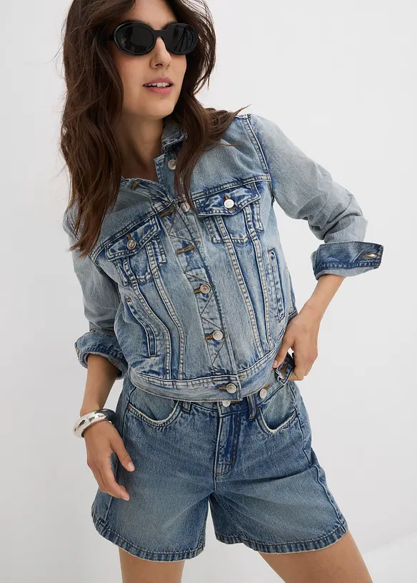 Jeansshorts Mid Waist, Low Stretch, bonprix