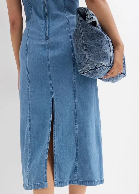 Jeansklänning av ekologisk bomull med stretch, bonprix