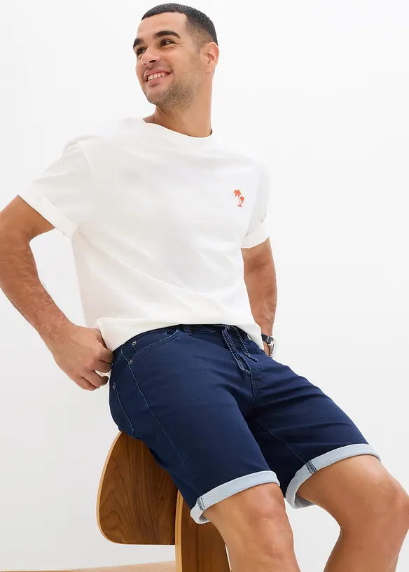 Jeansshorts i trikå, Regular Fit, bonprix