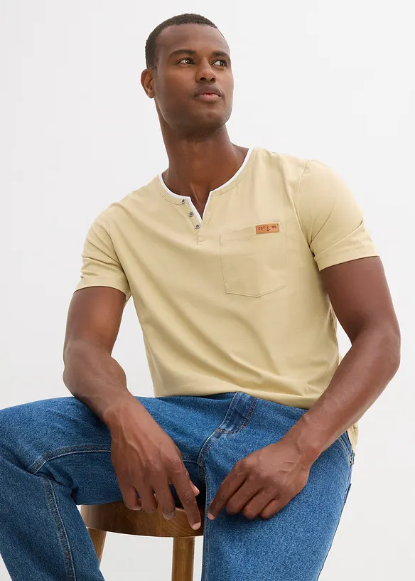 T-shirt med kort knappslå, bonprix