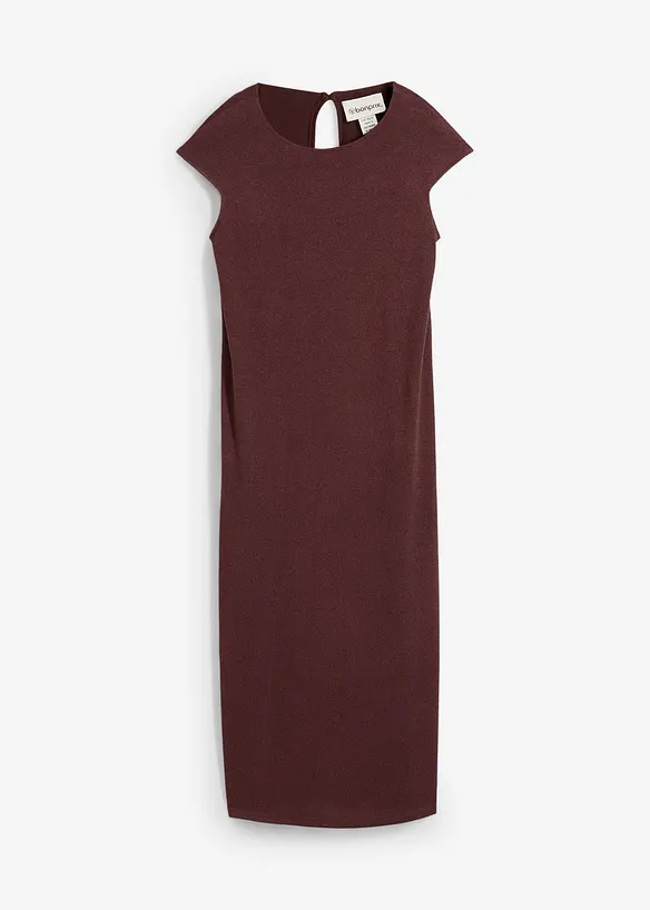 Mellanlång klänning med stickad look, bonprix