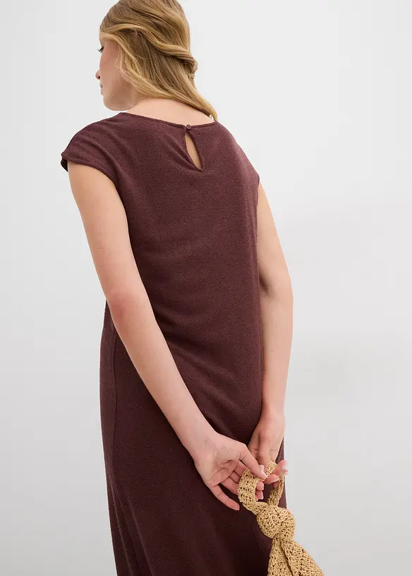 Mellanlång klänning med stickad look, bonprix