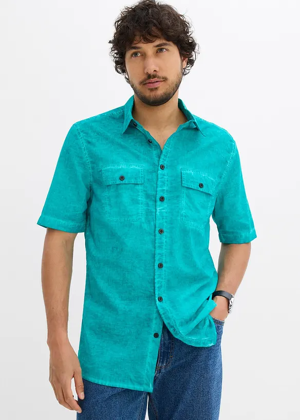 Kortärmad skjorta med tvättad look, bonprix