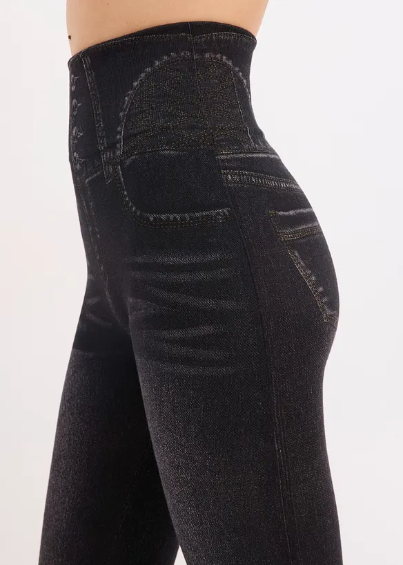 Sömlösa leggings med jeanslook och kraftigt formande effekt, bonprix