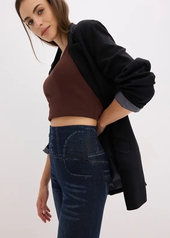Sömlösa leggings med jeanslook och kraftigt formande effekt, bonprix
