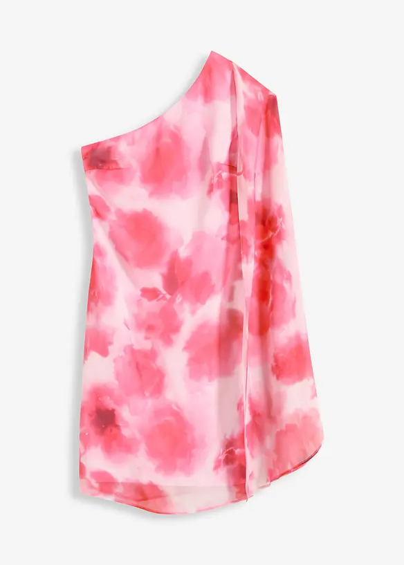 One shoulder-klänning i fintrådig chiffong, bonprix
