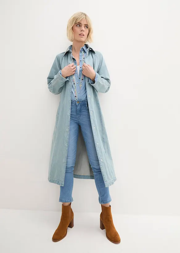 Bekväma 7/8-stretchjeans med slits, bonprix