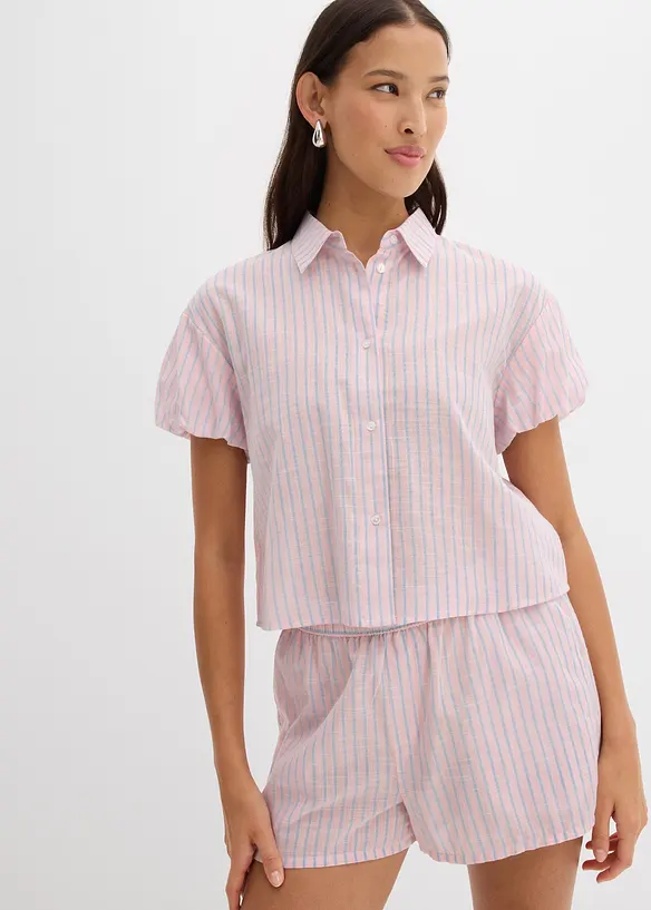 Kortärmad blus av ren bomull, bonprix