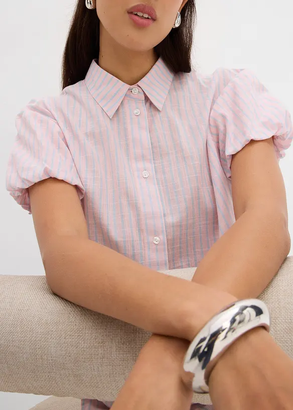 Kortärmad blus av ren bomull, bonprix