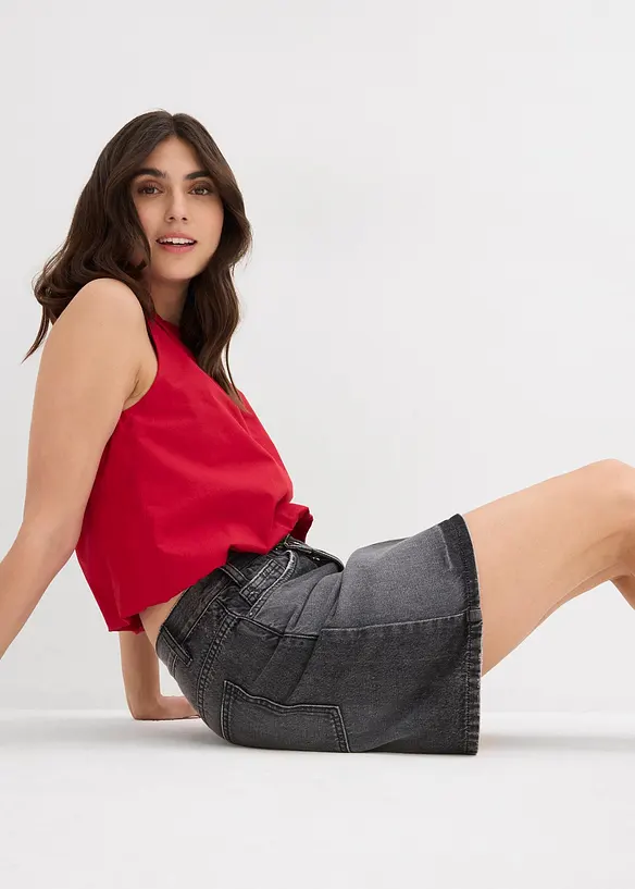 Jeanskjol med asymmetrisk midja, bonprix