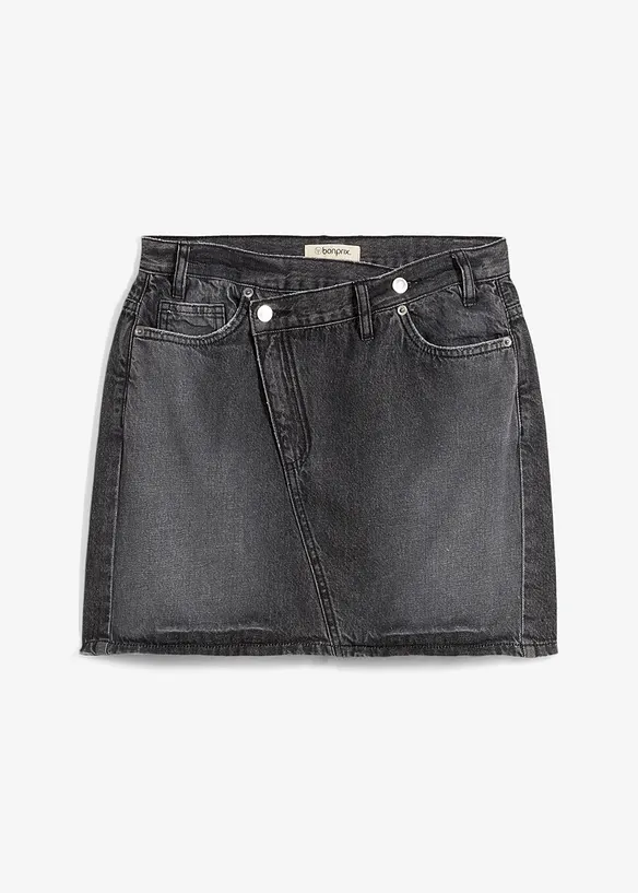 Jeanskjol med asymmetrisk midja, bonprix