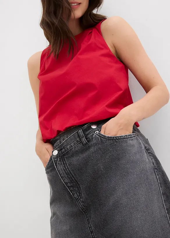 Jeanskjol med asymmetrisk midja, bonprix