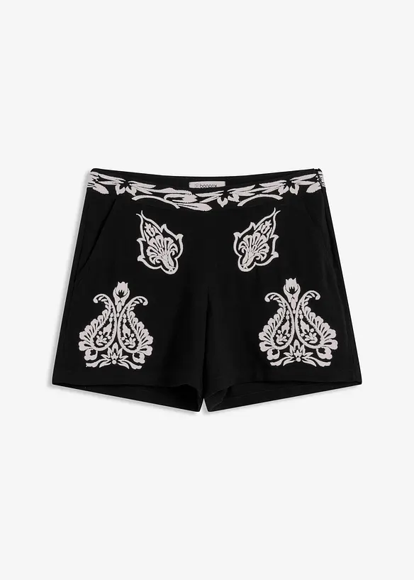 Shorts i mjuk viskosmix med broderi, bonprix