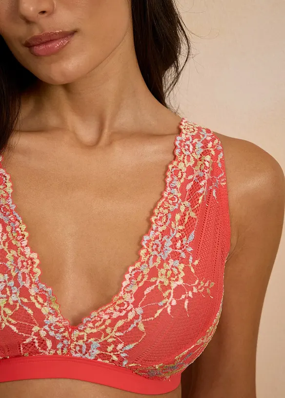 Bralette utan bygel, med flerfärgad spets, bonprix