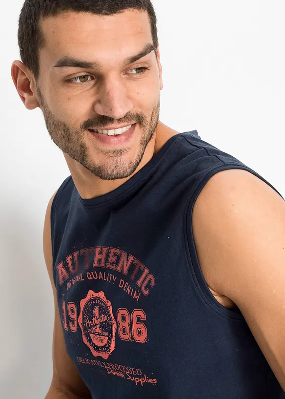 Ärmlös t-shirt i ekologisk bomull (2-pack), bonprix