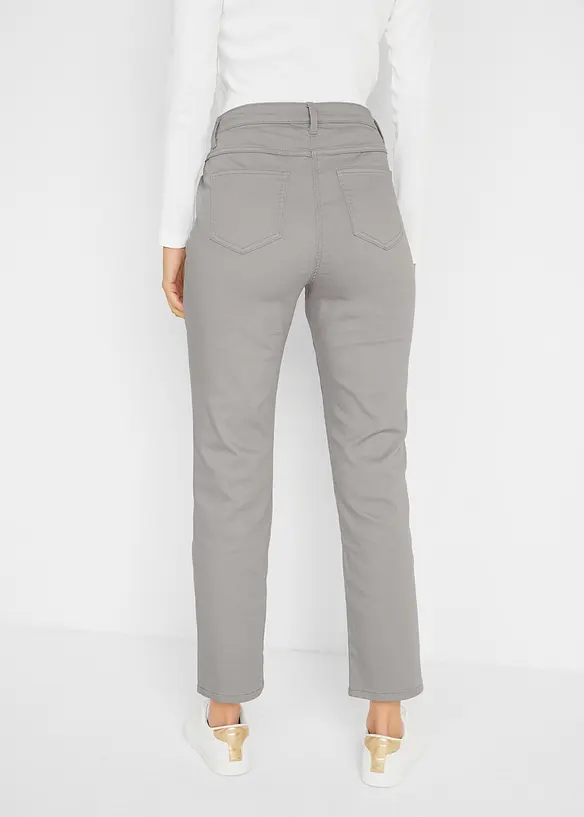 Stretchbyxa med raka ben Mid Waist, bonprix