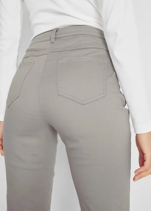 Stretchbyxa med raka ben Mid Waist, bonprix
