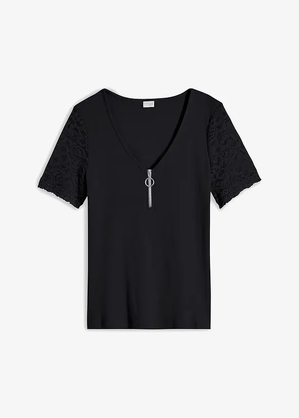 Ribbstickad topp av bomull, bonprix